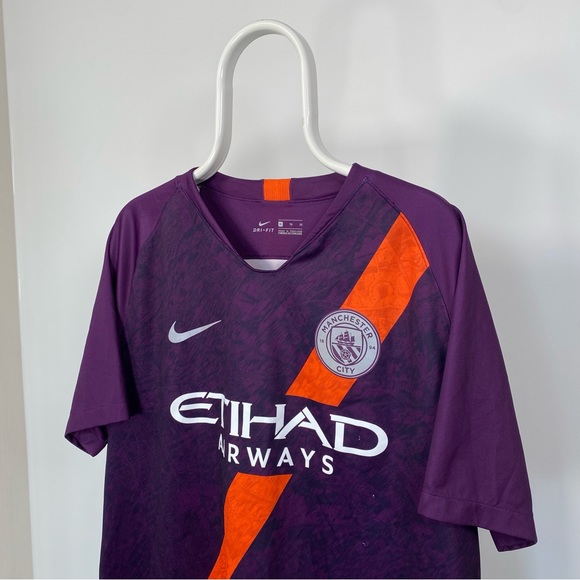 Nike Manchester City Football Shirt 2018/2019 3rd Kit Purple Mens XL - Picture 3 of 11
